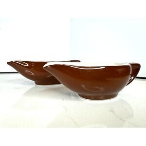 Pair MCM Hall China Individual Restaurant Sauciere/Gravy /Sauce Boats 2 Ounces